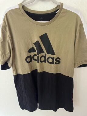 adidas Olive and Black Crew Neck Logo Tee